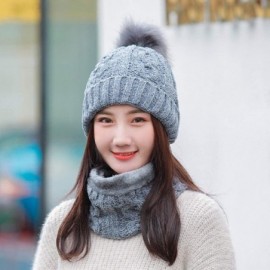 Skullies & Beanies Women Ladies Winter Hats Knit Warm Hat Conjoined Cap Hat Set - Q-gray -(Hat+scarf) - CU18LYYL60W $13.64