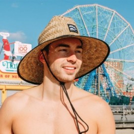 Sun Hats Brooklyn Surf Men's Straw Sun Lifeguard Beach Hat Raffia Wide Brim- Natural- One Size - C3180Y5DMWW $14.87
