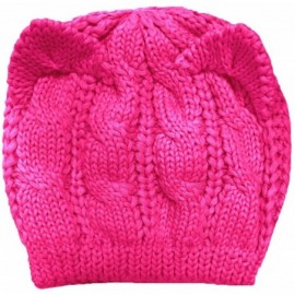 Skullies & Beanies Women Men Girls Boys Teens Cute Cat Ear Knit Cable Rib Hat Cap Beanie - Pack2（rose+navy） - C11924CT2QR $20.82