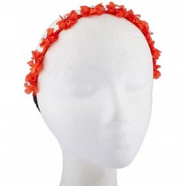 Headbands Black Faux Ivory Grey Crystal Stone Floral Elastic Headwrap Headband - Orange - C317YHR4CDQ $9.15