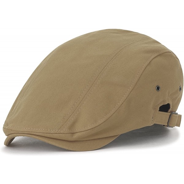 Newsboy Caps Cotton Solid Color Adjustable Gatsby Newsboy Hat Cabbie Hunting Flat Cap - Beige - C818H424ACS $28.84