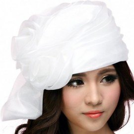 Bucket Hats Women Hat Bucket Hats Summer Organza Big White Flower - White - CJ11A7JJGEB $32.64