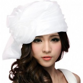 Bucket Hats Women Hat Bucket Hats Summer Organza Big White Flower - White - CJ11A7JJGEB $32.64