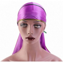 Skullies & Beanies Star Satin Silk Head Wrap Durag Long Tail Beanies Cap Stretchable Velvet Durag Straps Headwraps for Men Wo...