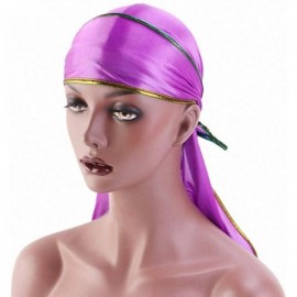 Skullies & Beanies Star Satin Silk Head Wrap Durag Long Tail Beanies Cap Stretchable Velvet Durag Straps Headwraps for Men Wo...