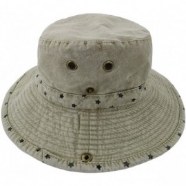 Sun Hats Men's Sun Hat Fisherman Hat UV Protection Outdoor Hiking Fishing Washed Cotton Cap - Khaki / Star - CX18S3KX93G $15.17