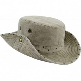 Sun Hats Men's Sun Hat Fisherman Hat UV Protection Outdoor Hiking Fishing Washed Cotton Cap - Khaki / Star - CX18S3KX93G $15.17