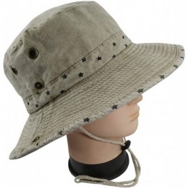 Sun Hats Men's Sun Hat Fisherman Hat UV Protection Outdoor Hiking Fishing Washed Cotton Cap - Khaki / Star - CX18S3KX93G $15.17