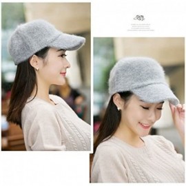 Baseball Caps XMLY Womens Fashion Fashion Winter Baseball Cap with Rabbit - Grey - CL185O9LGMC $12.12