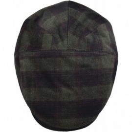 Newsboy Caps Premium Men's Wool Newsboy Cap SnapBrim Thick Winter Ivy Flat Stylish Hat - 3008-olive Check - CZ18Y8K4L6D $13.45