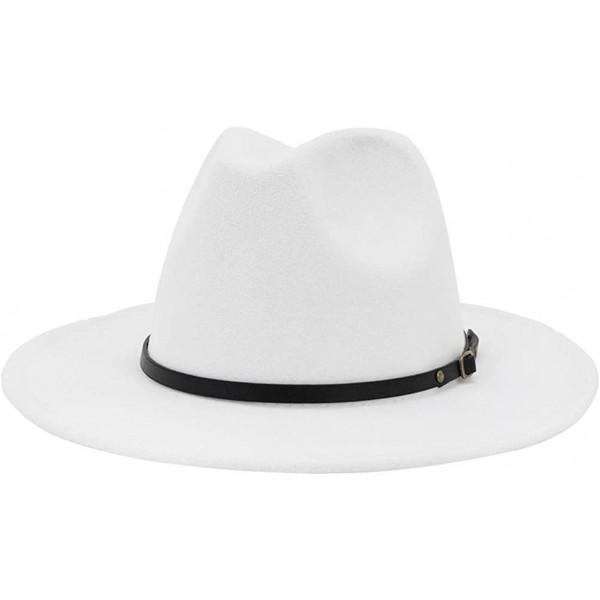 Fedoras Women Belt Buckle Fedora Hat - White - C6196SDIOL6 $18.14