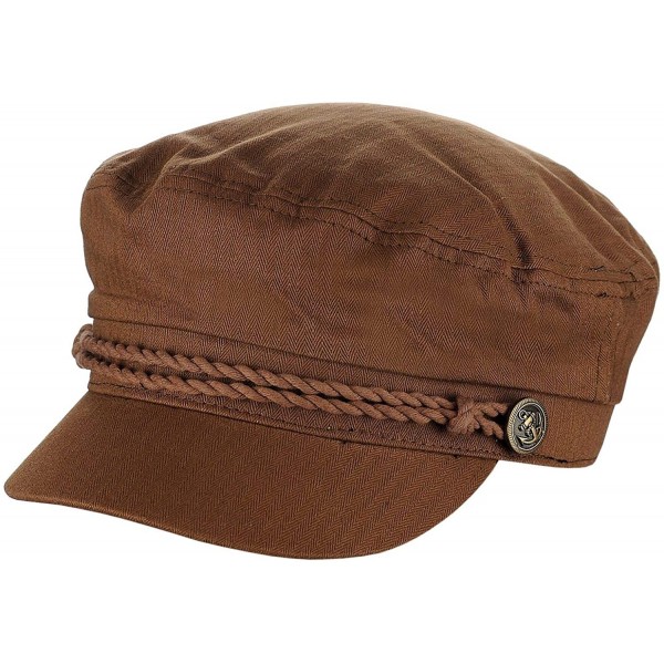 Newsboy Caps Unisex 100% Cotton Greek Fisherman Sailor Fiddler Driver Cap Hat - Brown - CV18RNYWGC4 $13.04