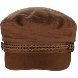 Newsboy Caps Unisex 100% Cotton Greek Fisherman Sailor Fiddler Driver Cap Hat - Brown - CV18RNYWGC4 $13.04