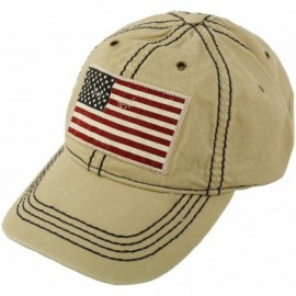 Baseball Caps Unisex Washed Cotton Vintage USA Flag Low Profile Summer Baseball Cap Hat - Khaki - CG18CXL50SH $8.99