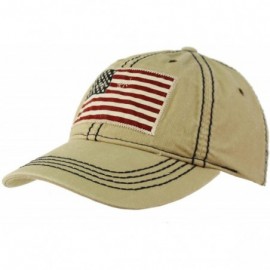 Baseball Caps Unisex Washed Cotton Vintage USA Flag Low Profile Summer Baseball Cap Hat - Khaki - CG18CXL50SH $8.99