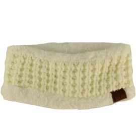 Cold Weather Headbands Winter CC Sherpa Polar Fleece Lined Thick Knit Headband Headwrap Hat Cap - Ivory - CX187GDWHHG $9.09