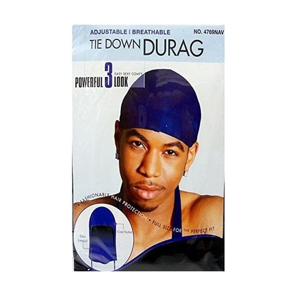 Baseball Caps Du-Rag Tie Down Cap with Tail - Wave Builder Hat- One Size - Navy - CE12F2P3F79 $9.19