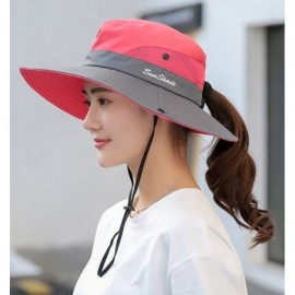 Sun Hats Women's Outdoor UV Protection Foldable Mesh Wide Brim Beach Fishing Hat - Watermelon Red - CG18E0K32R9 $14.49