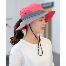 Sun Hats Women's Outdoor UV Protection Foldable Mesh Wide Brim Beach Fishing Hat - Watermelon Red - CG18E0K32R9 $14.49