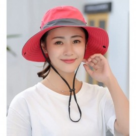 Sun Hats Women's Outdoor UV Protection Foldable Mesh Wide Brim Beach Fishing Hat - Watermelon Red - CG18E0K32R9 $14.49