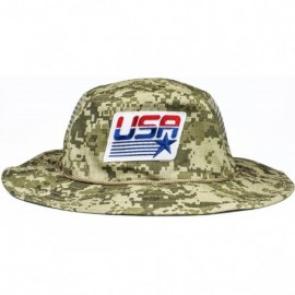 Sun Hats Mesh USA Boonie Sun Hat (Wide Brim) - Red- White and Blue- Sun Protection - Bucket Hat - Digi W/Olympic Flag - CP18E...