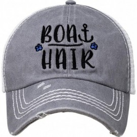 Baseball Caps Dad Hat Unisex Mesh Trucker Distressed Vintage Patch Baseball Cap - Boat Hair - Grey - C318RO9ICHY $23.30