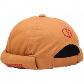 Skullies & Beanies Men Hats Docker Cap Hats Beanie Sailor Cap Worker Hat Rolled Cuff Retro Brimless Hat with Adjustable - CF1...