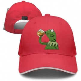 Baseball Caps The Frog "Sipping Tea" Adjustable Strapback Cap - 1000funny-green-frog-sipping-tea-15 - CM18ICOOLQQ $19.86