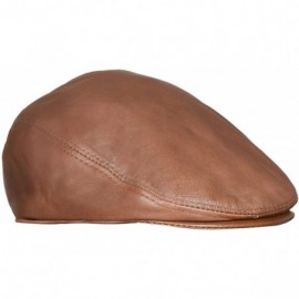 Newsboy Caps Men's Real Soft Leather Ivy Beret Newsboy Gatsby Golf Cabbie Flat Cap Hats - Tan - CY18QS37N0C $26.97