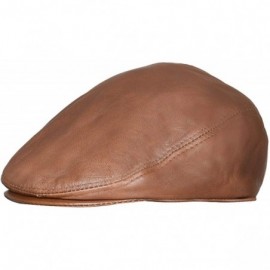 Newsboy Caps Men's Real Soft Leather Ivy Beret Newsboy Gatsby Golf Cabbie Flat Cap Hats - Tan - CY18QS37N0C $26.97