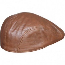 Newsboy Caps Men's Real Soft Leather Ivy Beret Newsboy Gatsby Golf Cabbie Flat Cap Hats - Tan - CY18QS37N0C $26.97