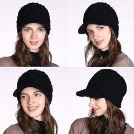 Skullies & Beanies Wool Newsboy Cap Winter Hat Visor Beret Cold Weather Knitted - 89223_black - C0187II7ULY $15.78