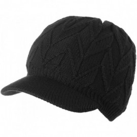 Skullies & Beanies Wool Newsboy Cap Winter Hat Visor Beret Cold Weather Knitted - 89223_black - C0187II7ULY $15.78