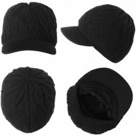 Skullies & Beanies Wool Newsboy Cap Winter Hat Visor Beret Cold Weather Knitted - 89223_black - C0187II7ULY $15.78