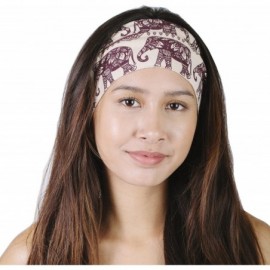 Cold Weather Headbands Elephant March Organic Cotton Wide Active Yoga Fleece Lined Headband Wrap-Sand - CV1869NSM5Q $12.81