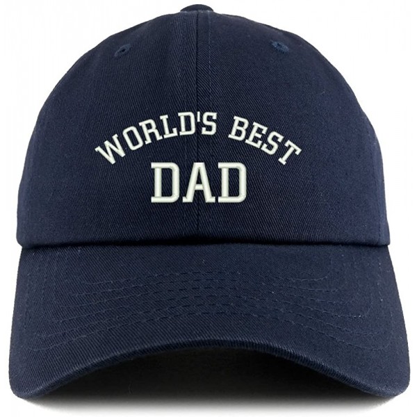 Baseball Caps World's Best Dad Embroidered Low Profile Soft Cotton Dad Hat Cap - Navy - CQ18DD5659D $22.58