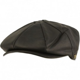 Newsboy Caps Men's Oversized Faux Leather Classic Newsboy Cabbie Gatsby Cap Hat Black - C9126H60GJH $9.64