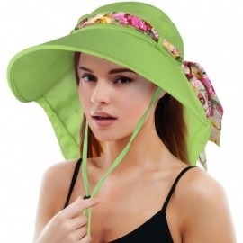 Sun Hats Women Wide Brim Adjustable UPF 50+ Sun Hat Safari with Floral Ribbon for Beach Hiking Camping Fishing Gardening - CN...