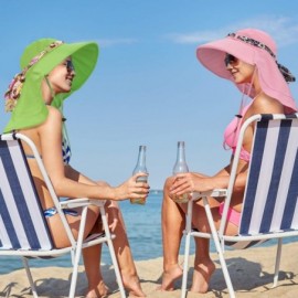 Sun Hats Women Wide Brim Adjustable UPF 50+ Sun Hat Safari with Floral Ribbon for Beach Hiking Camping Fishing Gardening - CN...