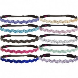 Headbands Women's Bling Glitter Adjustable No Slip Bulk Headbands Gift Sets 10pk - Wave Bold & Pastel 10pk - C812ID6YL3V $28.65