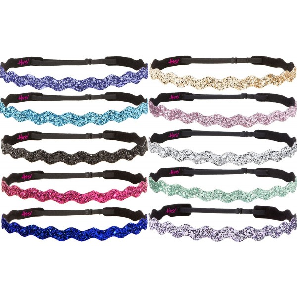 Headbands Women's Bling Glitter Adjustable No Slip Bulk Headbands Gift Sets 10pk - Wave Bold & Pastel 10pk - C812ID6YL3V $28.65