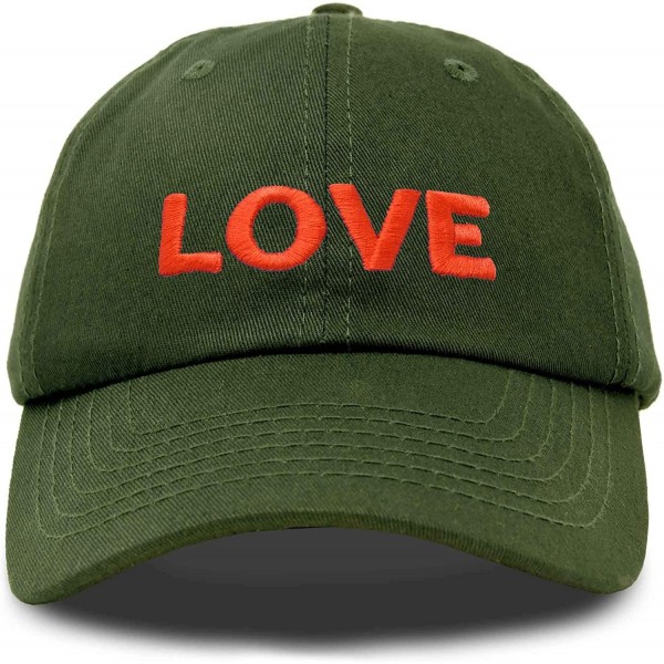 Baseball Caps Custom Embroidered Hats Dad Caps Love Stitched Logo Hat - Olive - C018M7X63LE $8.46