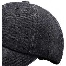 Baseball Caps Classic Blue Washed Dyed Denim Baseball Cap Dad Hat Polo Style Plain Adjustable Solid Visor Caps Hats - Black -...