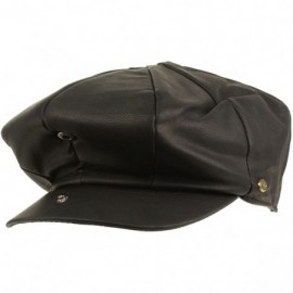 Newsboy Caps Men's Oversized Faux Leather Classic Newsboy Cabbie Gatsby Cap Hat Black - C9126H60GJH $9.64