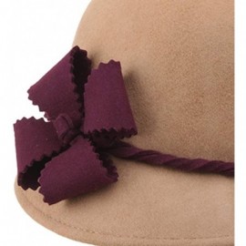 Bucket Hats 100% Wool Vintage Felt Cloche Bucket Bowler Hat Winter Women Church Hats - Camel61 - CR18WINN2O5 $24.78