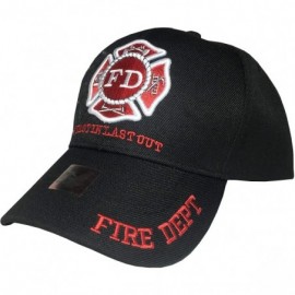 Baseball Caps Fire Department - First in Last Out Fireman Officer Gear Uniform Baseball Cap Hat Adjustable - Black - CC12O0L3...