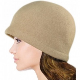 Bucket Hats Women's Daisy Flower Wool Cloche Bucket Hat - Bow Cloche Hat - Tan - CF1174WWR6J $25.51