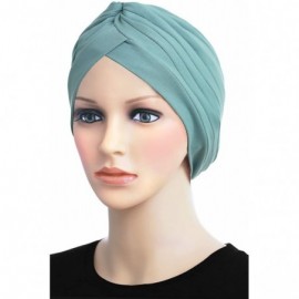 Skullies & Beanies Turban Hat Cap for Women Stylish Cotton Chemo Beanie Hat Caps - Blue Lake - CZ18IYQ9LZ9 $17.77