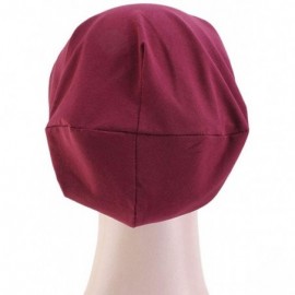 Skullies & Beanies Womens Satin Linning Soft Headwear Cotton Beanie Hat Night Sleep Cap - Wine - CG18UTDAT9K $7.72