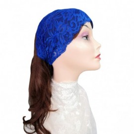 Headbands Stretch Headbands for Women Lace Headcovering for Women Lace Headwrap (Royal Blue) - Royal Blue - CN198HDSMZI $11.40